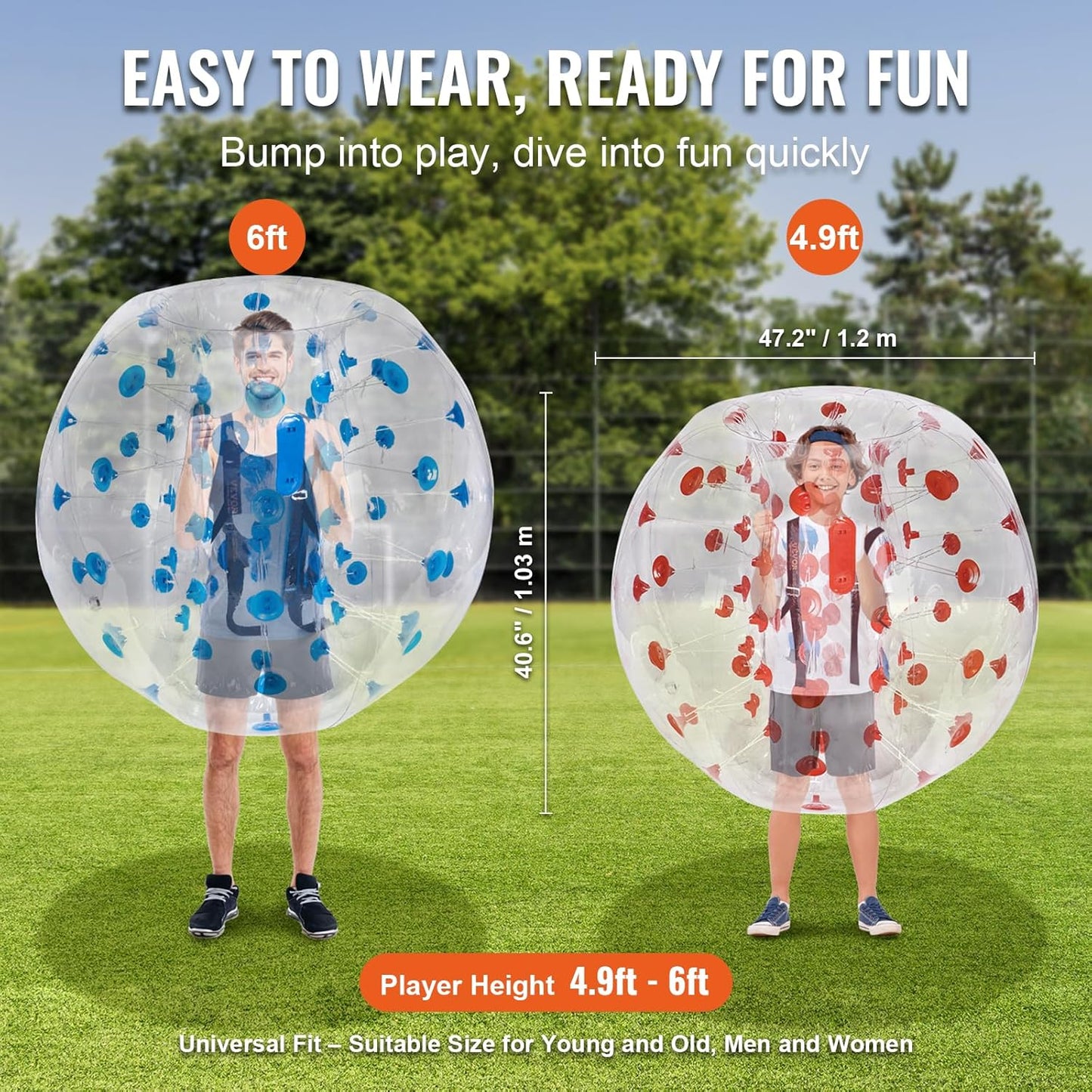 Inflatable Bumper Balls 2-Pack - 5FT Heavy-Duty Sumo Zorb Balls for Adults & Teens ⚽️🔥