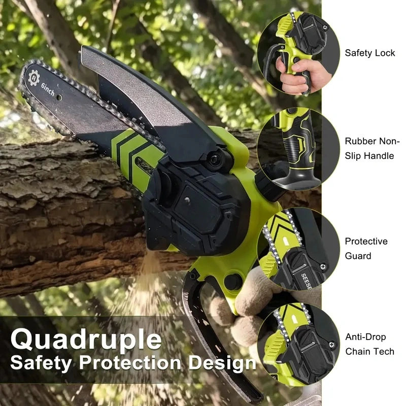 Brushless Mini Chainsaw - Portable Cordless Electric Power Saw for Wood Cutting 🪚🔋