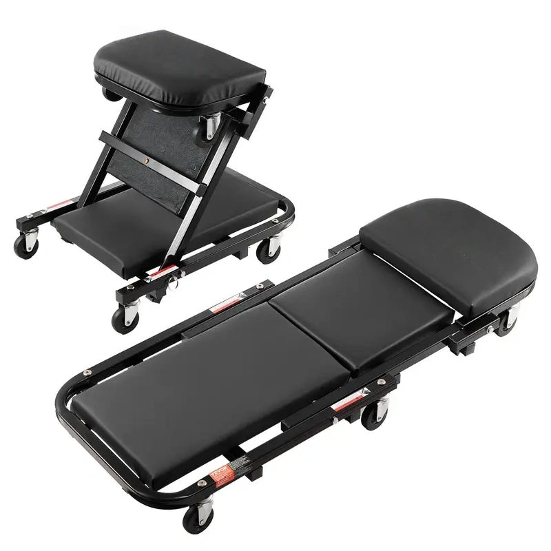 Foldable Mechanics Creeper Stool - 2-in-1 Rolling Garage Seat (300 lbs Capacity) 🛠️🏎️