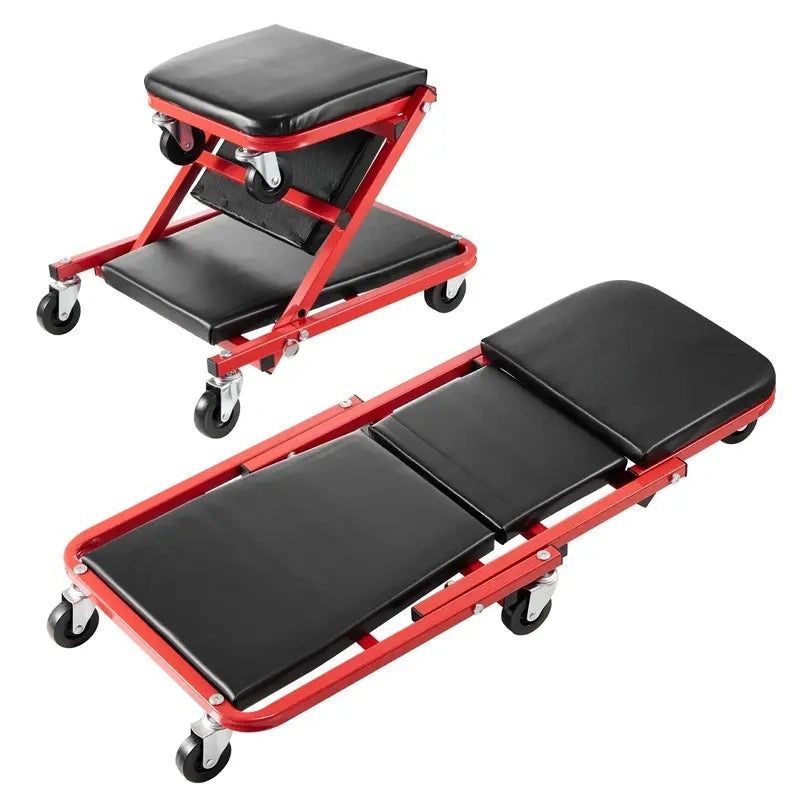 Foldable Mechanics Creeper Stool - 2-in-1 Rolling Garage Seat (300 lbs Capacity) 🛠️🏎️