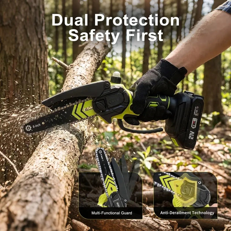 Brushless Mini Chainsaw - Portable Cordless Electric Power Saw for Wood Cutting 🪚🔋