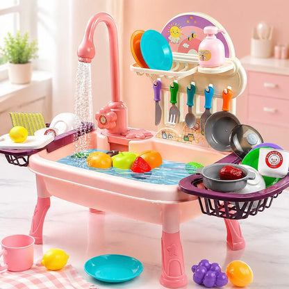 Kids Play Kitchen Sink Toy with Real Running Water & Accessories 💧🍳