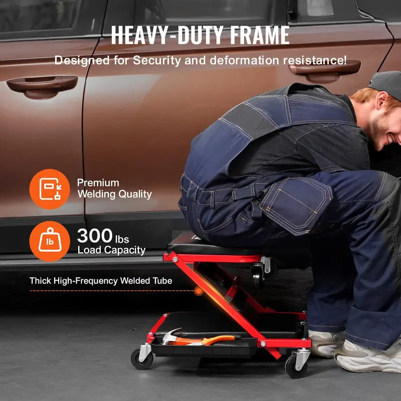 Foldable Mechanics Creeper Stool - 2-in-1 Rolling Garage Seat (300 lbs Capacity) 🛠️🏎️