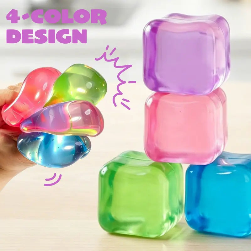 4-Pack High-Density Stress Cubes - Slow Rising Sensory Fidget Toys 🧊✨