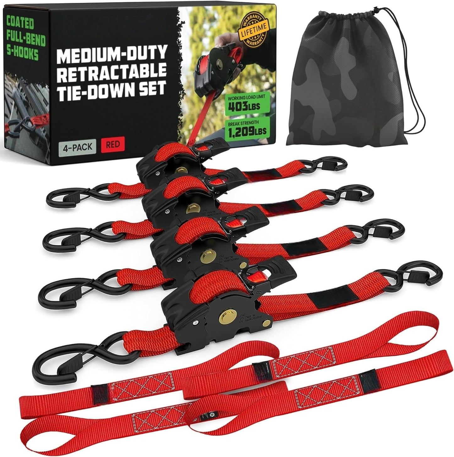 Auto-Retractable Ratchet Straps (4-Pack) - 1" x 10FT Heavy Duty Tie Downs 🚛⛓️