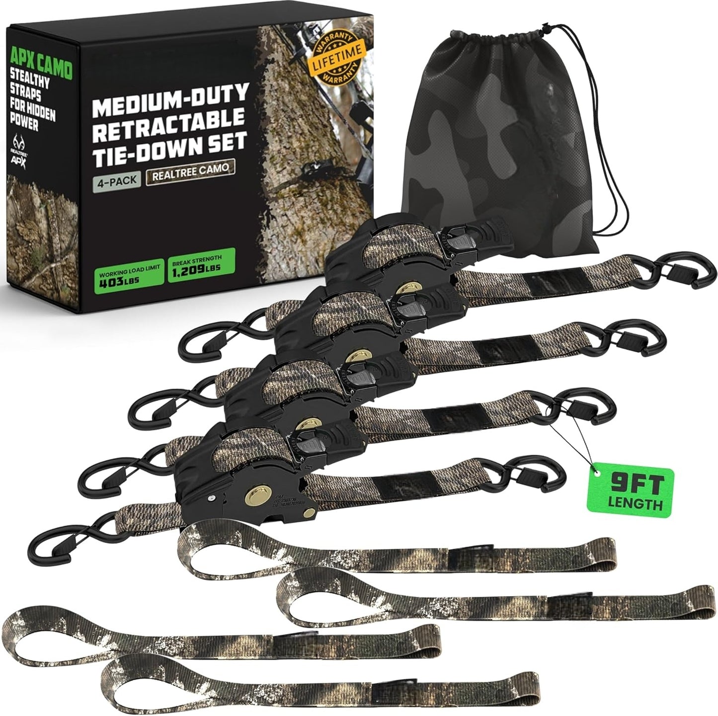 Auto-Retractable Ratchet Straps (4-Pack) - 1" x 10FT Heavy Duty Tie Downs 🚛⛓️
