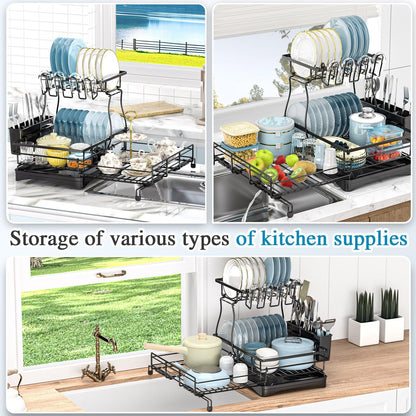 2-Tier Extendable Dish Drying Rack - Anti-Rust Pro Series 🍽️✨